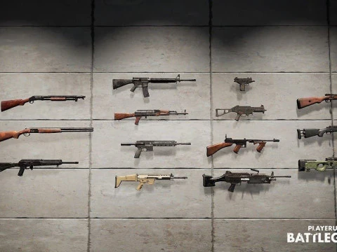 Weapons From PUBG Game Low-poly 3D Model