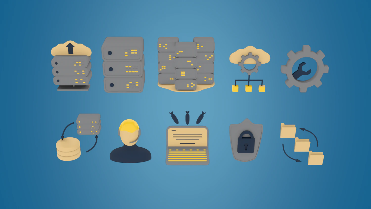 icons data center and hosting 3D Model .c4d .max .obj .3ds .fbx .stl .blend 