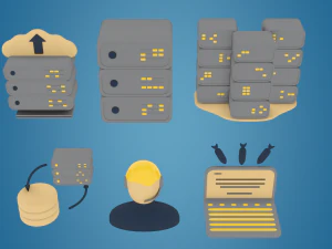 icons data center and hosting 3D Model