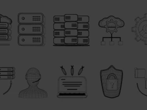 icons data center and hosting 3D Model