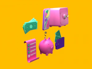 le icone finanziano denaro Modello 3D