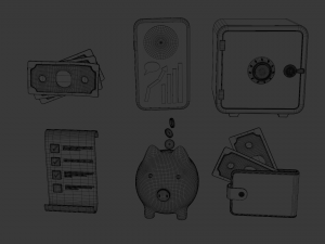 icons finance money 3Dモデル