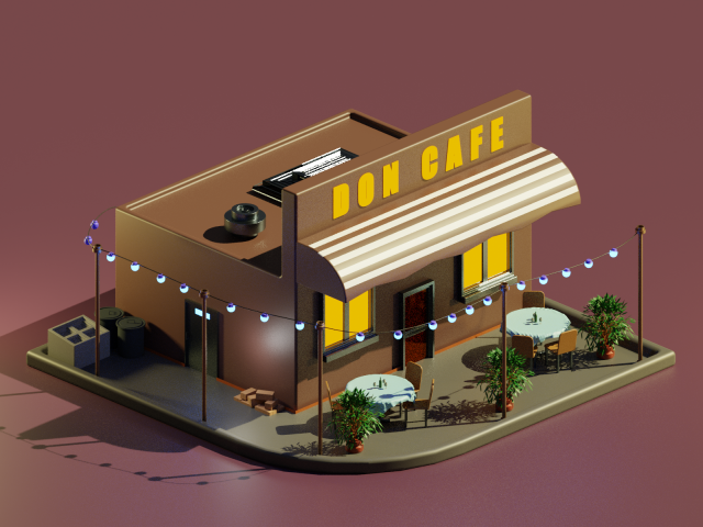 cafe 3D 모델 .c4d .max .obj .3ds .fbx .stl .blend 