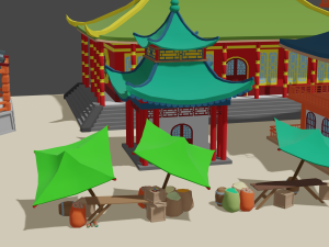 japanese buildings low-poly Modelo 3D