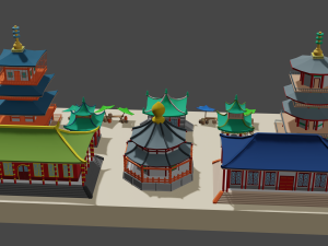 japanese buildings low-poly Modelo 3D