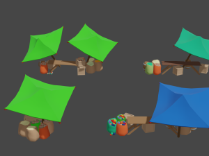 japanese buildings low-poly Modelo 3D