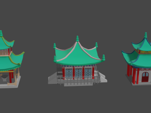 japanese buildings low-poly Modelo 3D