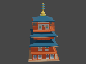 japanese buildings low-poly Modelo 3D