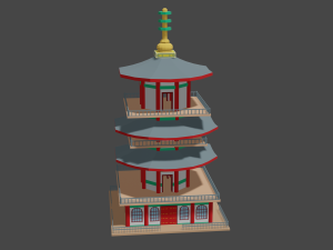japanese buildings low-poly Modelo 3D