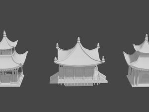 japanese buildings low-poly Modelo 3D