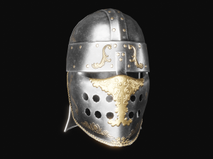 4 medieval helmet low-poly 3D Model