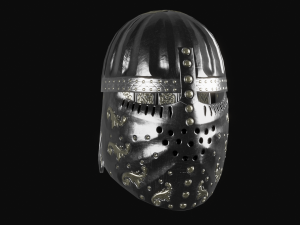 4 medieval helmet low-poly 3D Model