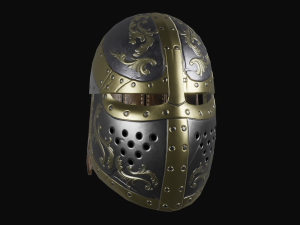 4 medieval helmet low-poly 3D Model