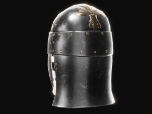 4 medieval helmet low-poly 3D Model