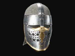 4 medieval helmet low-poly 3D Model