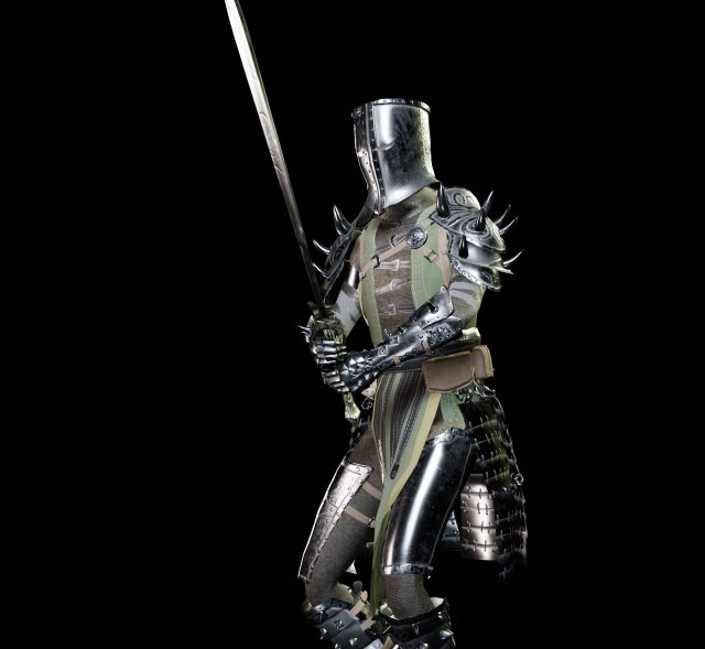 crusader knight 3D Model .c4d .max .obj .3ds .fbx .stl .blend 