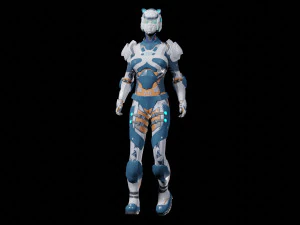 sci-fi girl low-poly game-ready 3D Model