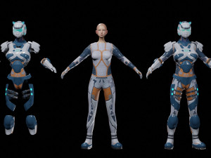 sci-fi girl low-poly game-ready 3D Model