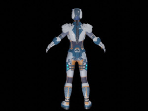sci-fi girl low-poly game-ready 3D Model