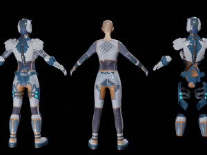 sci-fi girl low-poly game-ready 3D Model