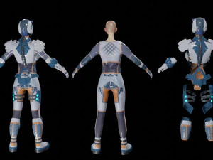 sci-fi girl low-poly game-ready 3D Model