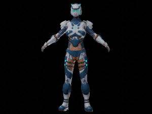 sci-fi girl low-poly game-ready 3D Model