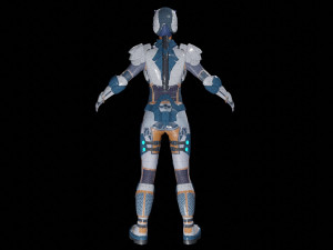 sci-fi girl low-poly game-ready 3D Model