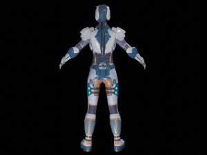 sci-fi girl low-poly game-ready 3D Model