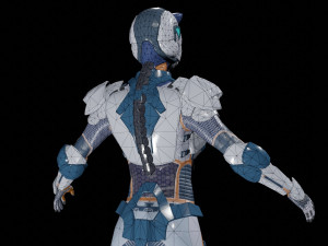 sci-fi girl low-poly game-ready 3D Model