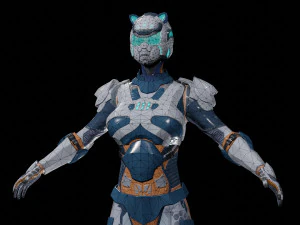 sci-fi girl low-poly game-ready 3D Model