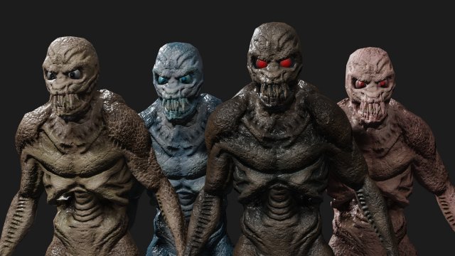 monster alien low-poly game-ready 3D Model .c4d .max .obj .3ds .fbx .stl .blend