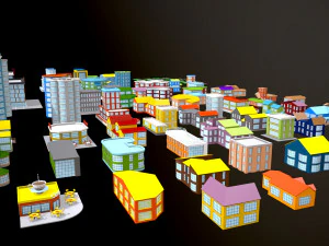 private houses 2 low-poly 3D Model