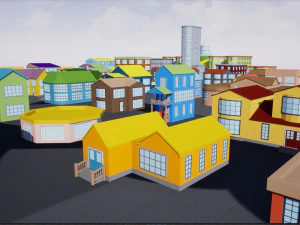 private houses 2 low-poly 3D Model