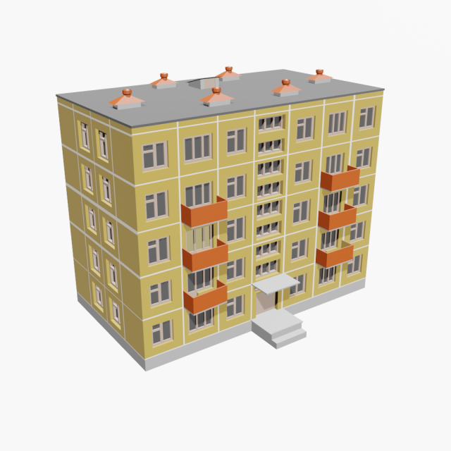 russian house soviet hrushevka 3Dモデル .c4d .max .obj .3ds .fbx .stl .blend 