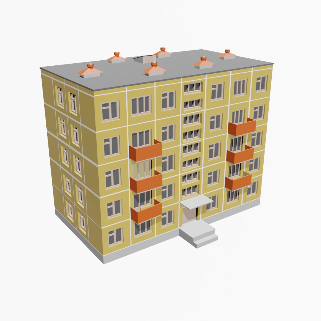 russian house soviet hrushevka 3D Model .c4d .max .obj .3ds .fbx .stl .blend 