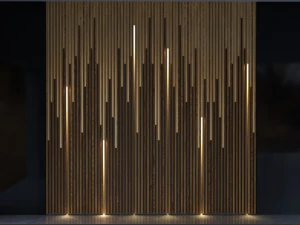 wood and brass with lights wall panel 3D Model