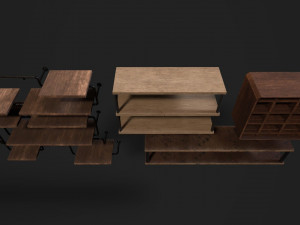 wine shelves low-poly 3D Model