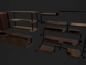 wine shelves low-poly 3D Model