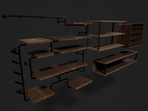 wine shelves low-poly 3Dモデル