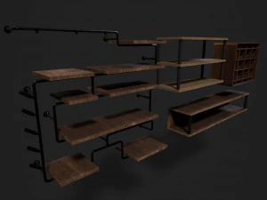 wine shelves low-poly 3D Model