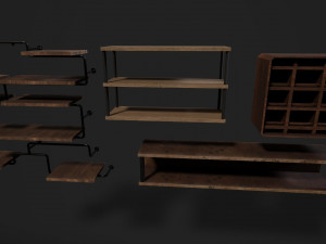 wine shelves low-poly 3Dモデル