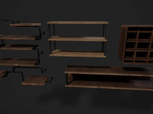 wine shelves low-poly 3D Model