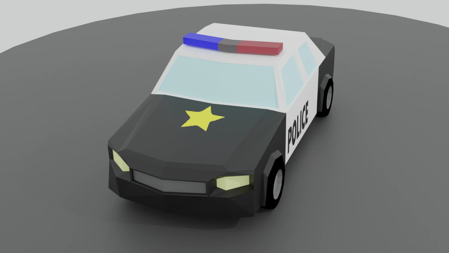 Police Car lowpoly 3D Model .c4d .max .obj .3ds .fbx .stl .blend