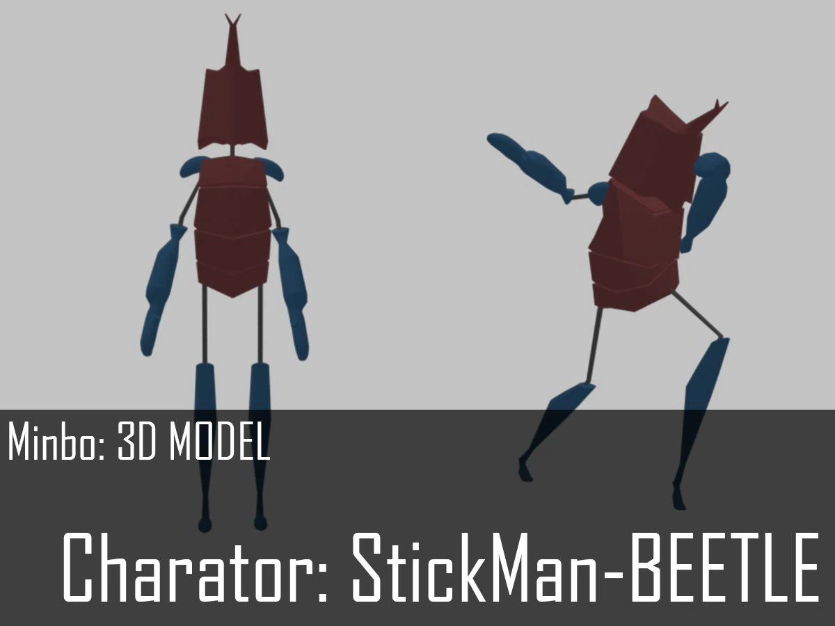 minbo charactor stickman beetle grasshopper 3D Model .c4d .max .obj .3ds .fbx .stl .blend 