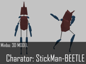 minbo charactor stickman beetle grasshopper 3D Model