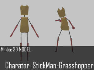 minbo charactor stickman beetle grasshopper 3D Model