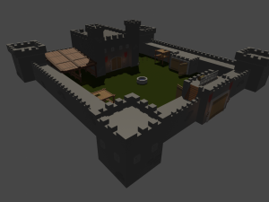 stone fort game-ready Modèle 3D