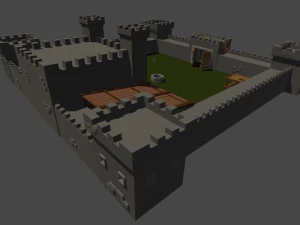каменный форт готов к игре 3D Модель