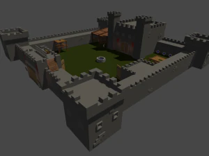 каменный форт готов к игре 3D Модель