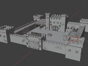 каменный форт готов к игре 3D Модель